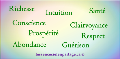 Richesse, intuition, Conscience, clairvoyance, santé, prospérité, abondance, guérison